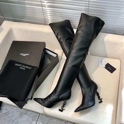 boots ysl l'|YSL thigh high boots.